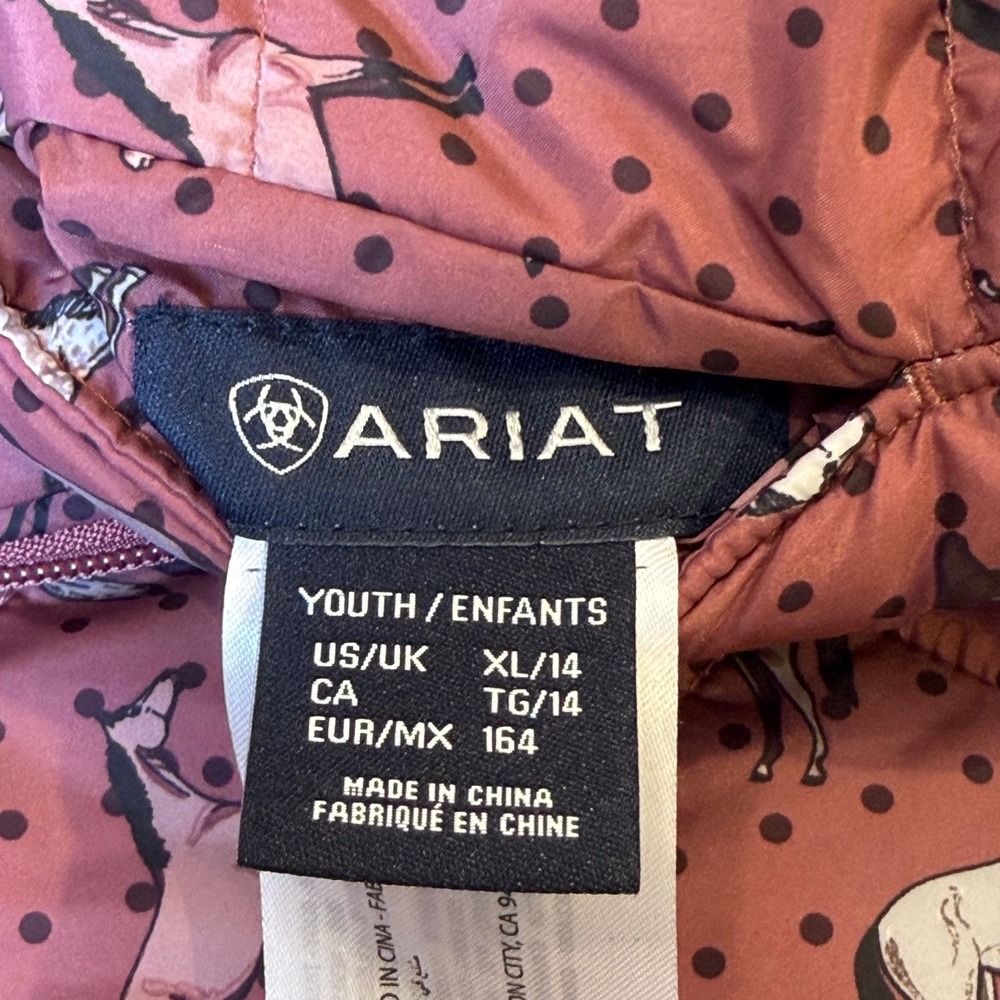 Ariat Girls Bella Reversible Insulated Puffer Vest Wild Ginger Ponies Youth XL - Picture 6 of 9
